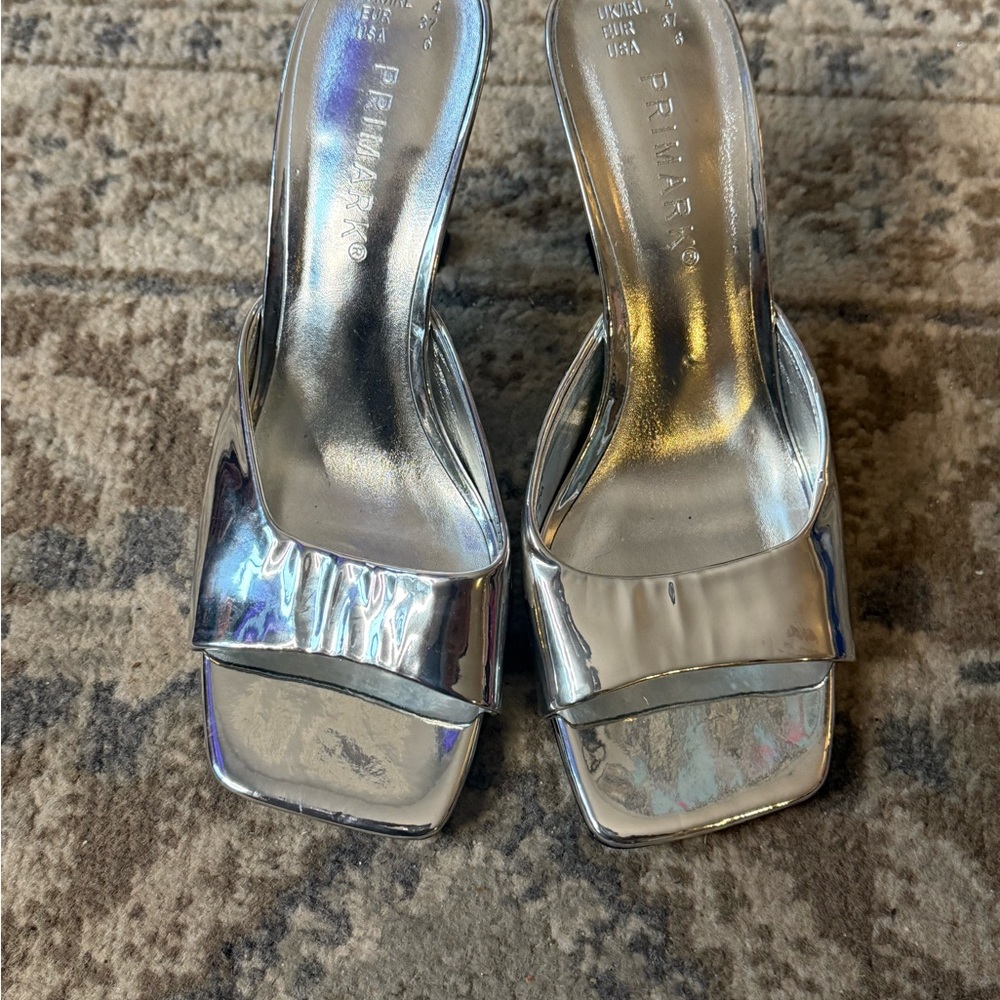 Primark Silver Heels with Metallic Finish